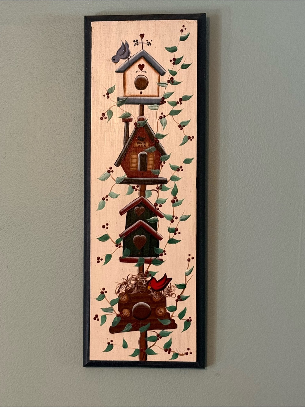 Rustic Stacked Birdhouse Wall Plaque